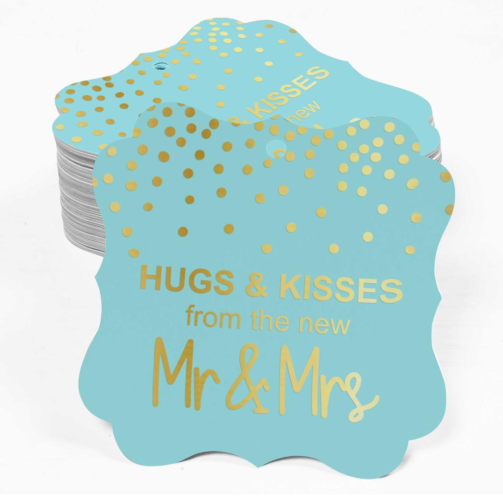 Inkdotpot Бирки для поцелуев и объятий с новой свадебной сувенирной скобой в форме подарочных бирок из настоящей золотой фольги для бонбоньерок