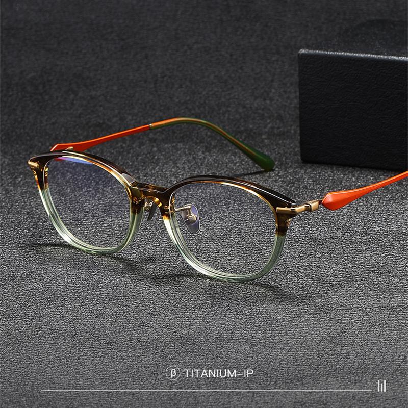 Brand Designer Replica Acetate Framework Glasses Frame Glasses Frame Women Men Retro Eyewear Special Mirror Legs Eyeglasses