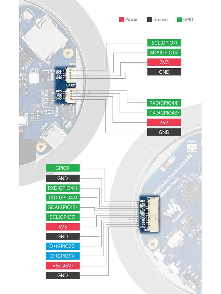 ESP32-S3 Dev Board with 2.8" Round LCD Touchscreen, Sensor, SD, and MP3 Audio