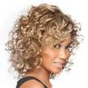 Синтетические парики для женщин Короткие кудрявые волосы Смешанный блонд парик с челкой Натуральная прическа Парик для мамы Повседневная носка Парики для замены волос