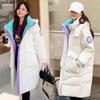Winter Women Medium Long Thicken Cotton Jacket And Coat With Hooded Patchwork Overcoat