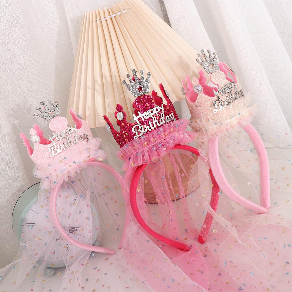 Headwear Hair Decor Mesh Korean Style Headband Hair Accessories Birthday Hairband Girls Hair Hoop