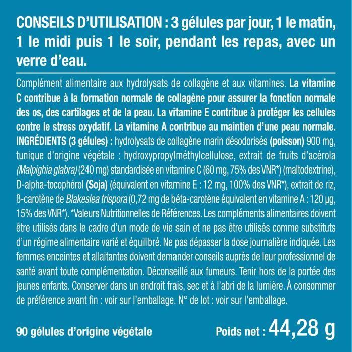Collagène Marin Type I & II – Hydratation de la peau & protection des os et des articulations - 90 gélules MADE IN FRANCE -