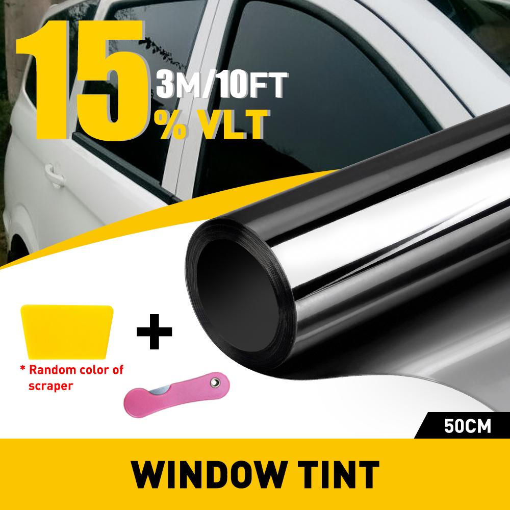 50x300cm Black Car Window Flim Privacy Sun Blocking Anti UV Window Tint Auto Home Self Adhesive Glass Tint Privacy UV Protector