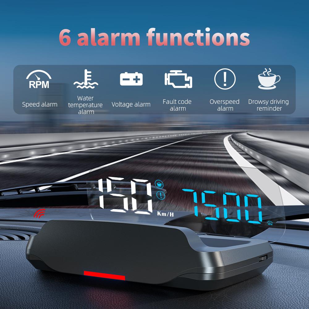 Car Head-up Display C7B OBDII Windshield Speed Projector Electronics Obd2 Temperature Meter with 6 Alarms for Gasoline Vehicles