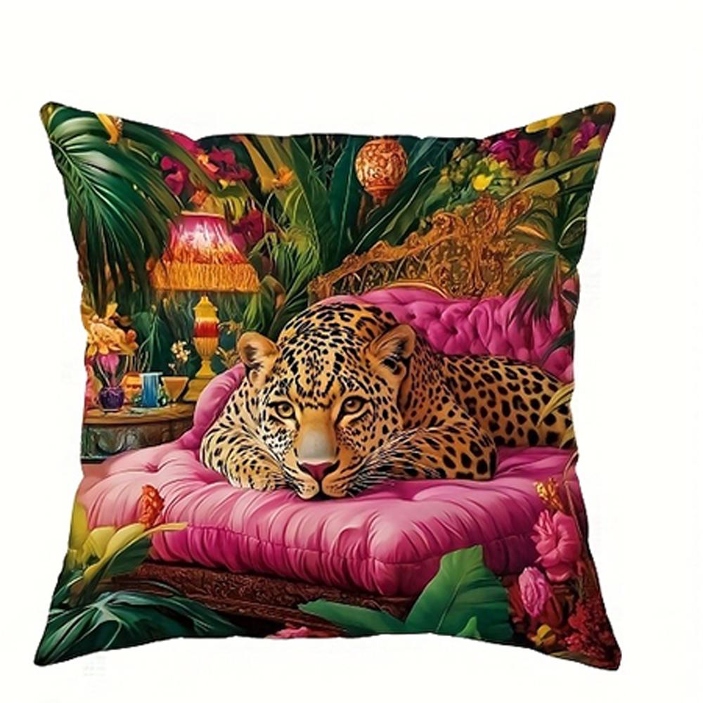 pc Maximalist Leopard Throw Pillow Cover D DoubleSided Print Soft Polyester Cushion Case for Home Sofa Bedroom Car Interior