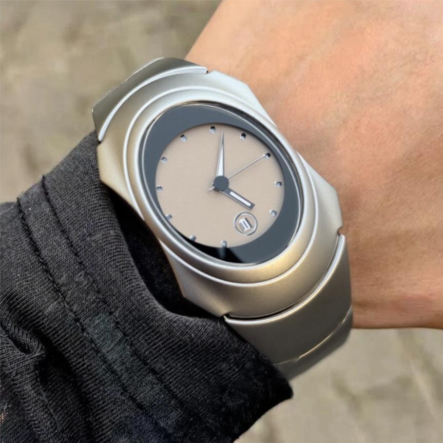 Персонализированные кварцевые часы мужские Y2k серые в стиле инопланетян зеленый креативный дизайн лезвия специальные модные уникальные стальные мужские часы AAA часы