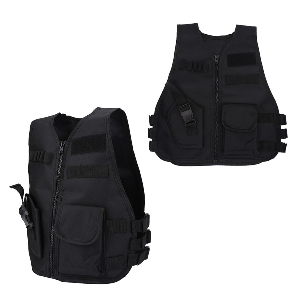 Дышащий детский жилет защитный жилет для охоты на открытом воздухе боевых игр черный S
