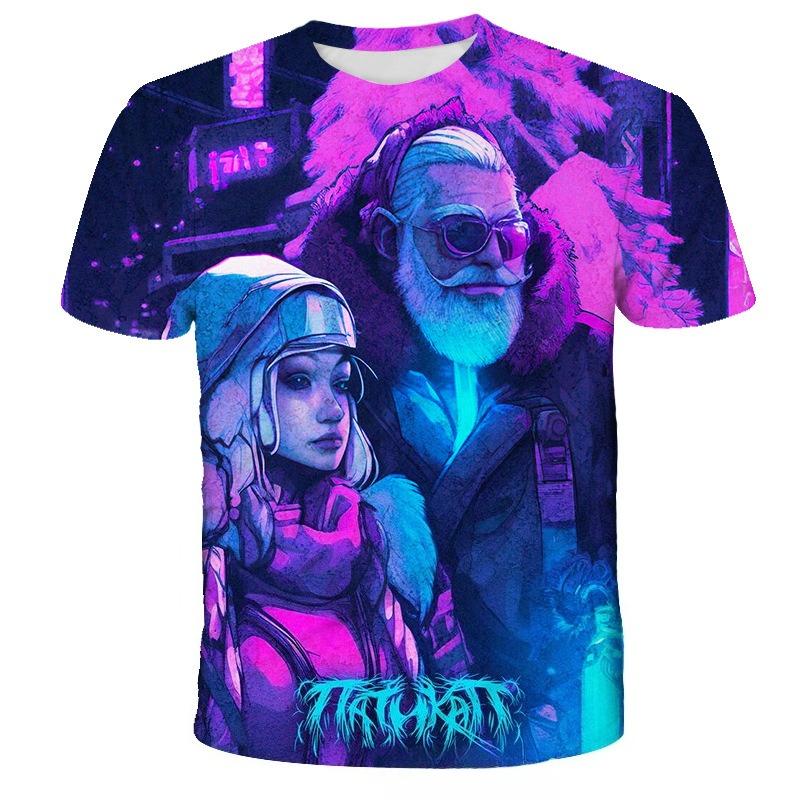 Fashionable Personalized Santa Claus Pattern 3D Printed New Men's Casual Comfortable Soft Loose Short Sleeved T-shirt