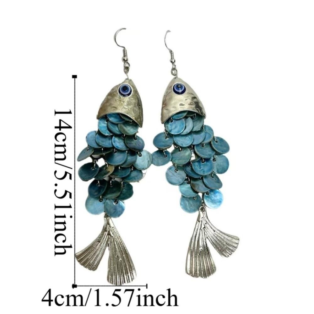 Personality Imitation Shell Tassel Earrings Elegant Dangle Earrings Fish-shaped Earrings Festival