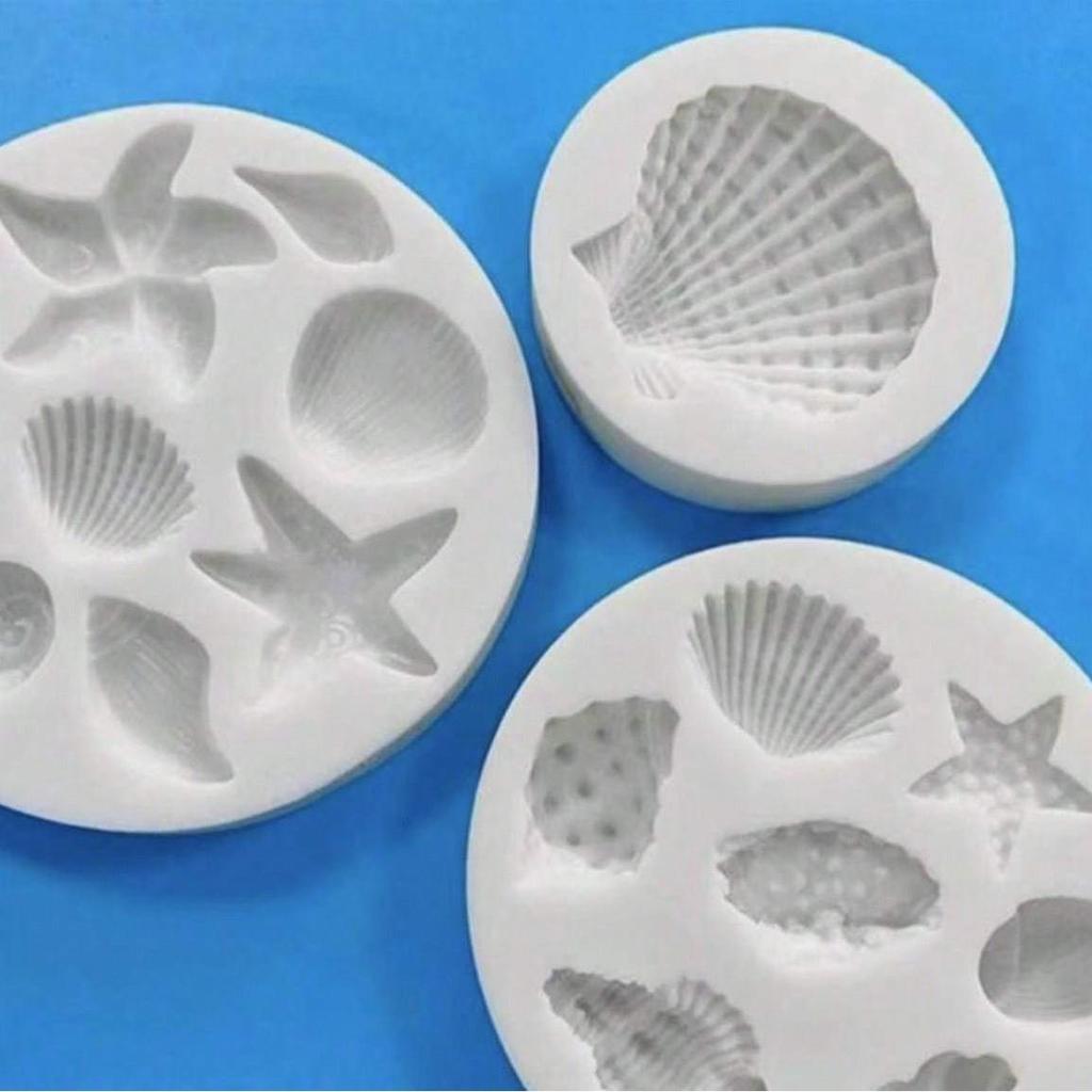1pc Marine Theme Silicone Mold 3D Seashell Conch Starfish Coral Fondant Mold for DIY Pudding Chocolate Candy Desserts Gummy Cupcake Handmade Soap