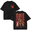 Anime One Punch Man Saitama Graphic T Shirt Men Women Short Sleeve Clothing Oversized Tshirt Washed Cotton Tee Harajuku T-shirt