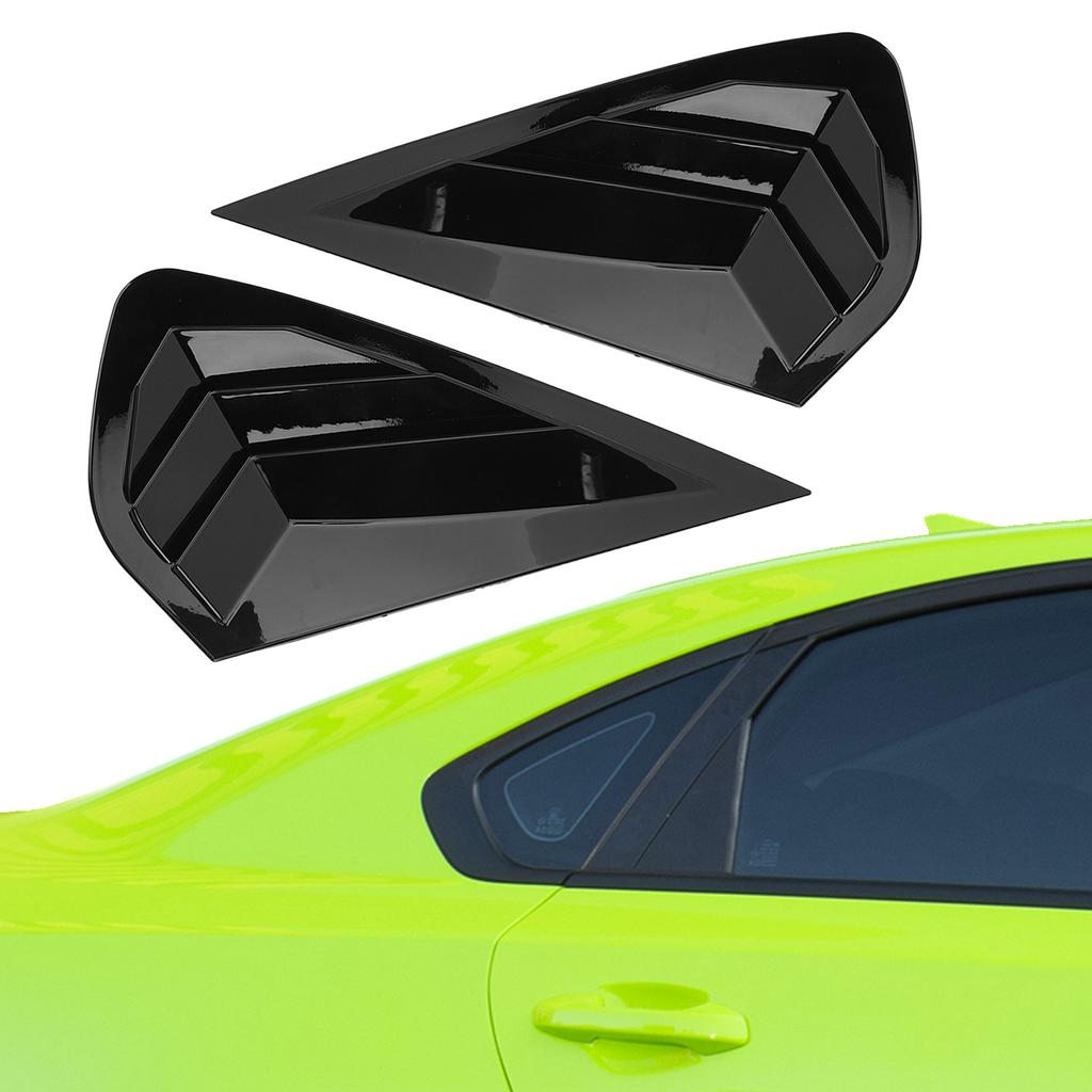 1 Pair Rear Side Window Shutter Cover Trim Glossy Black Scratch Proof Window Louver Side Vent Trim F