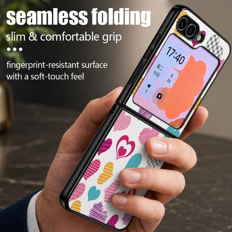Милый Чехол-Конфета Сердечко Для Samsung Galaxy Z Flip 8 7 6 5 Flip8 Flip7 Flip6 Роскошная Кожаная Накладка Жесткий Чехол Для Складного Телефона