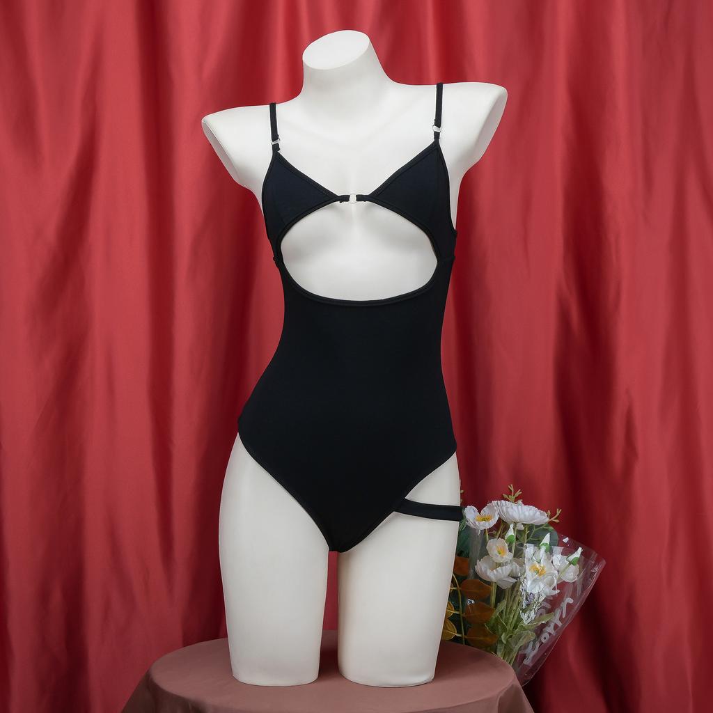 Аниме черный полый купальник женский боди косплей костюм сексуальный купальник с открытой спиной с прикрытием нижнее белье для девочек ролевая игра наряд