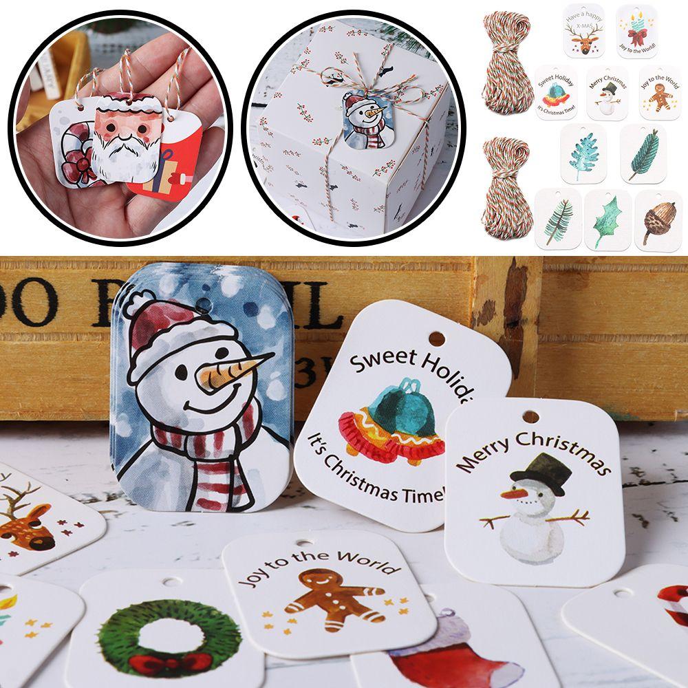 48/50 шт. Карточки для вечеринок Рождественские украшения Крафт-бумага Рождественские этикетки Бирки для упаковки подарков Крафт-бирка