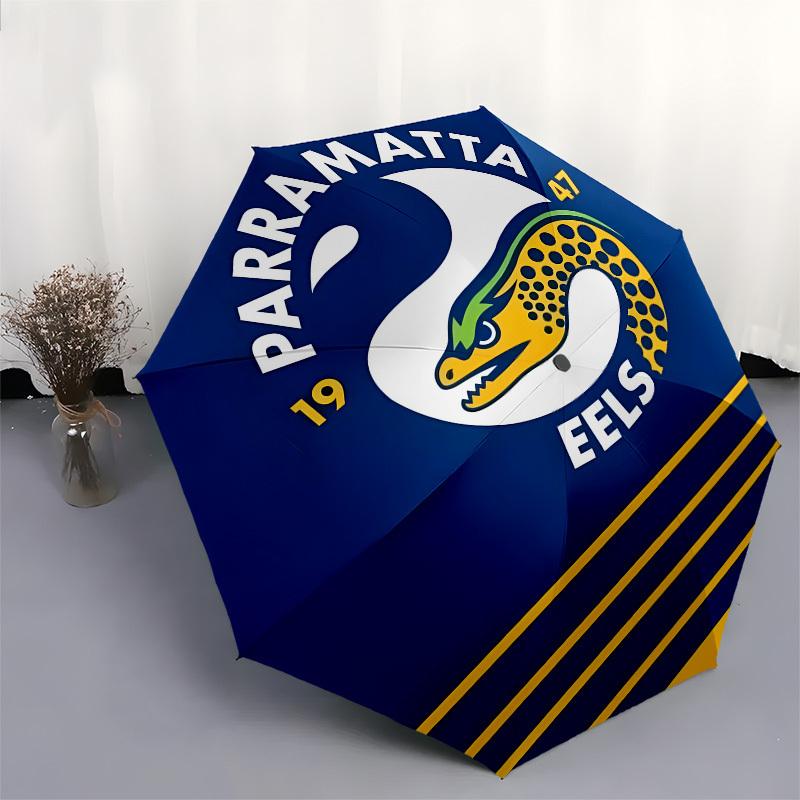 Parramatta Eels, Rugby League Automatic Opening and Closing, 8 rib Structure Portable Umbrella, Suitable for Men and Women in All Seasons P