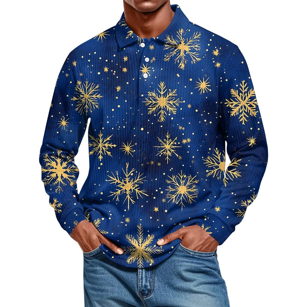 Men's Casual Style Solid Color Loose Shirt Long-sleeved Top