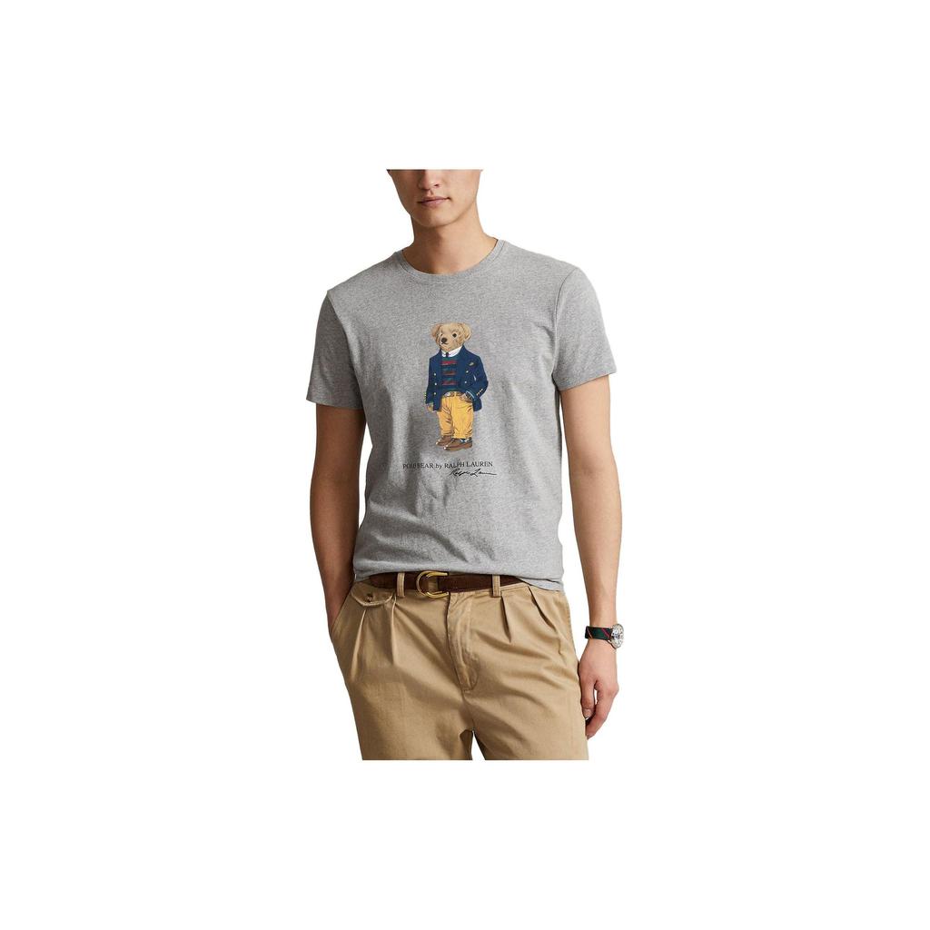 Polo Ralph Lauren SS23 Logo Bear Print Casual Crew Neck Short Sleeve T Shirt Men T Shirts Gray 710852300-024