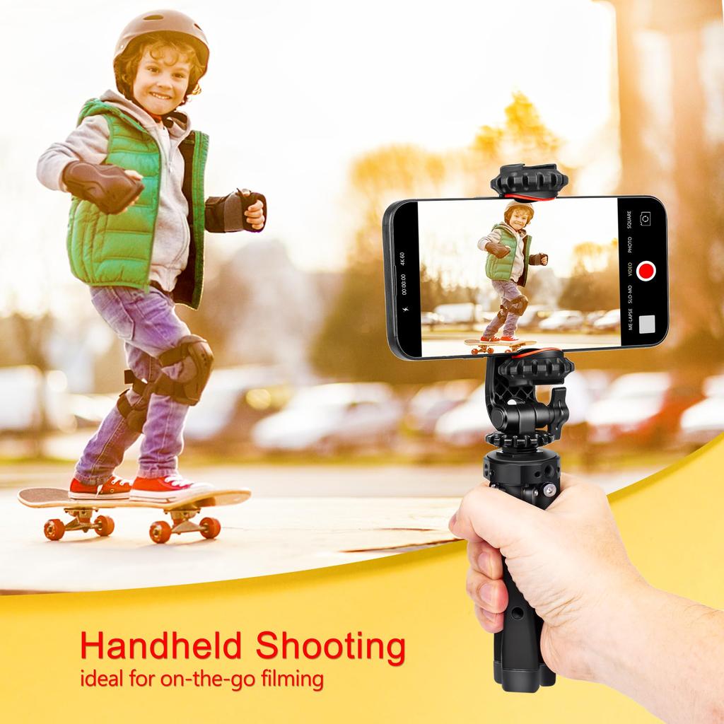 Zeadio Metal Camera Mini Height Adjustable Desktop Vlogging Tripod Stand for Smooth Osmo Vimble and Stabilizer Head Compatible with All Cameras