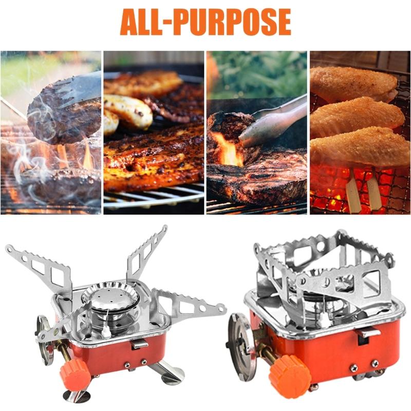 Легкая в переноске квадратная варочная панель для кемпинга на открытом воздухе, пеших походов, бэкпекинга, мини-походная плита, складная, ветрозащитная, маленькая газовая плита