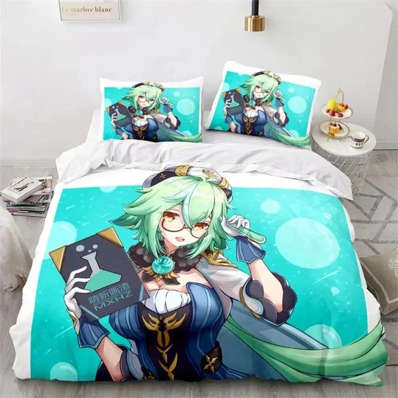 Gaming Genshin Impact Hutao Cosplay 3D NEW Duvet Cover Pillowcase Bedding Set Adult Boy Girl Bedroom Decoration Single Double