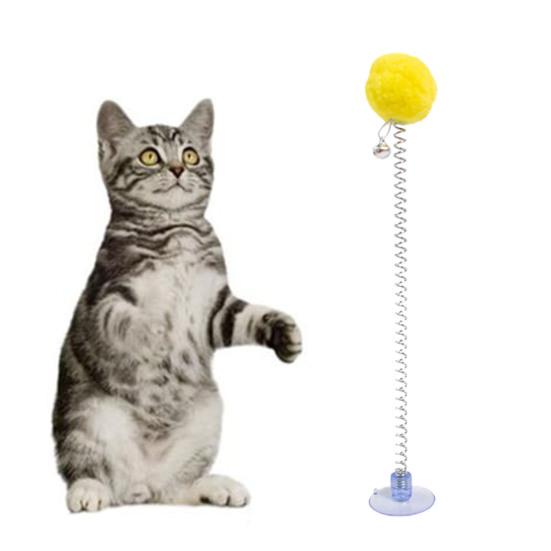 Пружинная приманка для кошек с плюшевым шариком на присоске, нижняя палочка, игрушечная палочка для кошек с