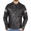 Men's Genuine Lambskin Black Leather Jacket Stylish Motorcycle Bomber Biker Outerwear MJ 43