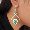 Natural Malachite Gemstone 925 Sterling Silver Handmade Partywear Earrings 2.07" EE-170-22