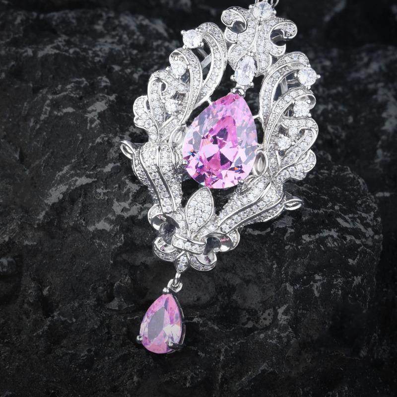 BELLA BOX Свадебные аксессуары «Олень держит твою невесту» Ожерелье с подвеской «Ирис» в виде розового бриллианта в форме капли с высоким содержанием углерода и бриллиантов