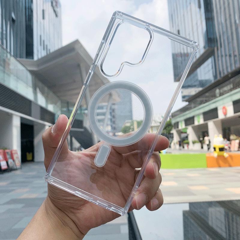 Samsung S25 Ultra & Z-Fold6 Magnetic Magsafe Case: Transparent, Foldable, S24 Plus-Compatible Hard Shell