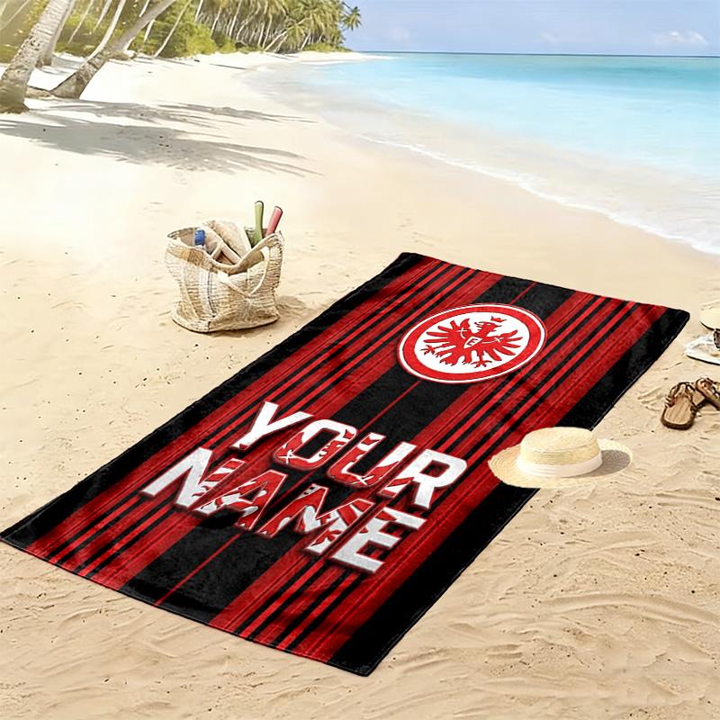 Name Custom Eintracht Frankfurt logo Print Beach Towel, Large Soft Quick Dry Towel for Beach Camping Swimming