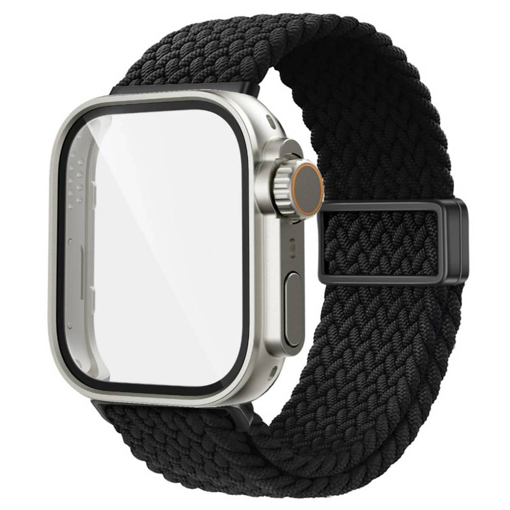 Плетеный нейлоновый ремешок + Закаленное стекло Чехол для Huawei Fit 4/ Fit4 Pro Защитная рамка для экрана Регулируемый ремешок для Huawei Fit 3