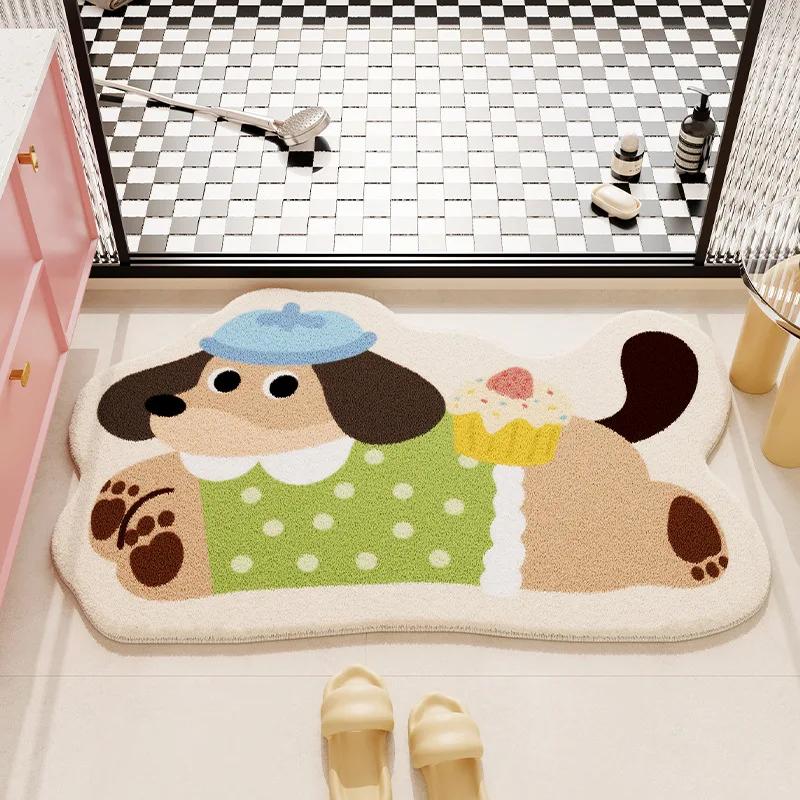 VIKAMA Quick-Dry Bath Mat Bathroom & Kitchen Non-Slip Mat Cashmere-Soft Textile Floor Mat Machine-Washable Non-Slip Mat