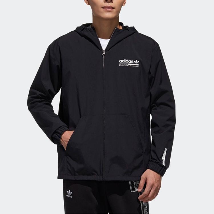 adidas Originals Kaval Logo Спортивная куртка с капюшоном Мужская верхняя одежда Черный DX4236