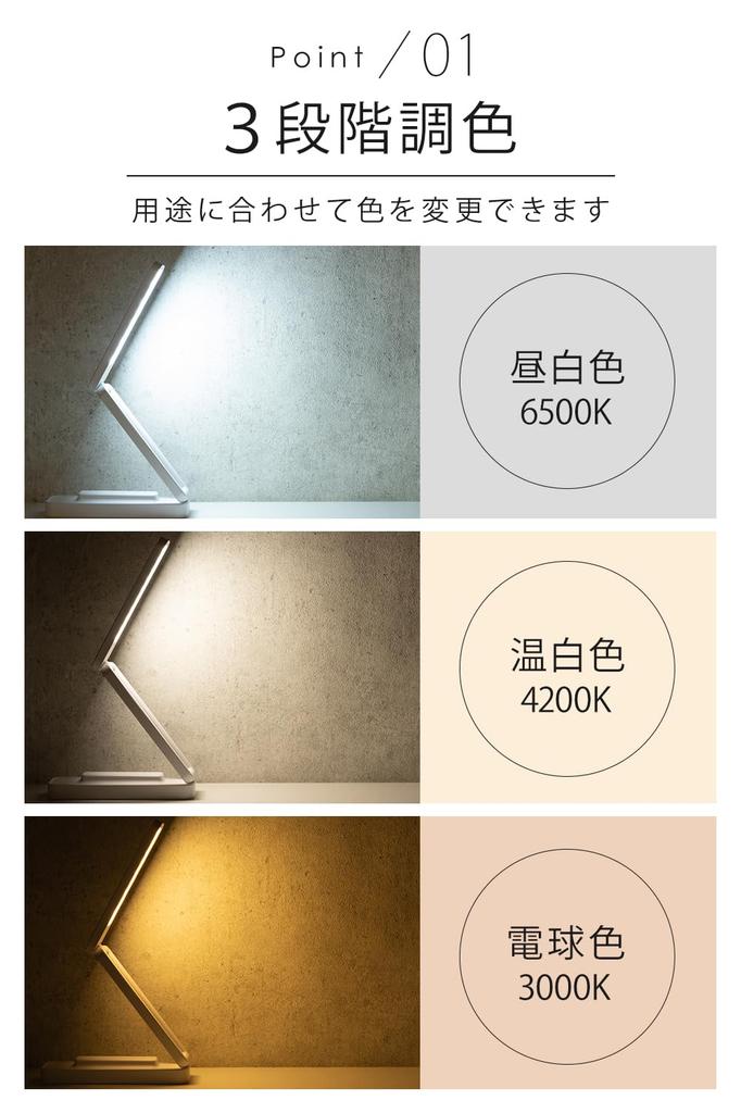 [Designed by an Interior Coordinator] SIMPS LED Desk Lamp (Foldable) [3 Color Tones X Continuously Dimmable X Type-C Charging X 20 Hours of Operation]