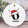 Baby's Christmas Ornament Personalized Initial with Name Ceramic Bauble Gift for Newborn Present for Baby Custom Xmas Decoration
