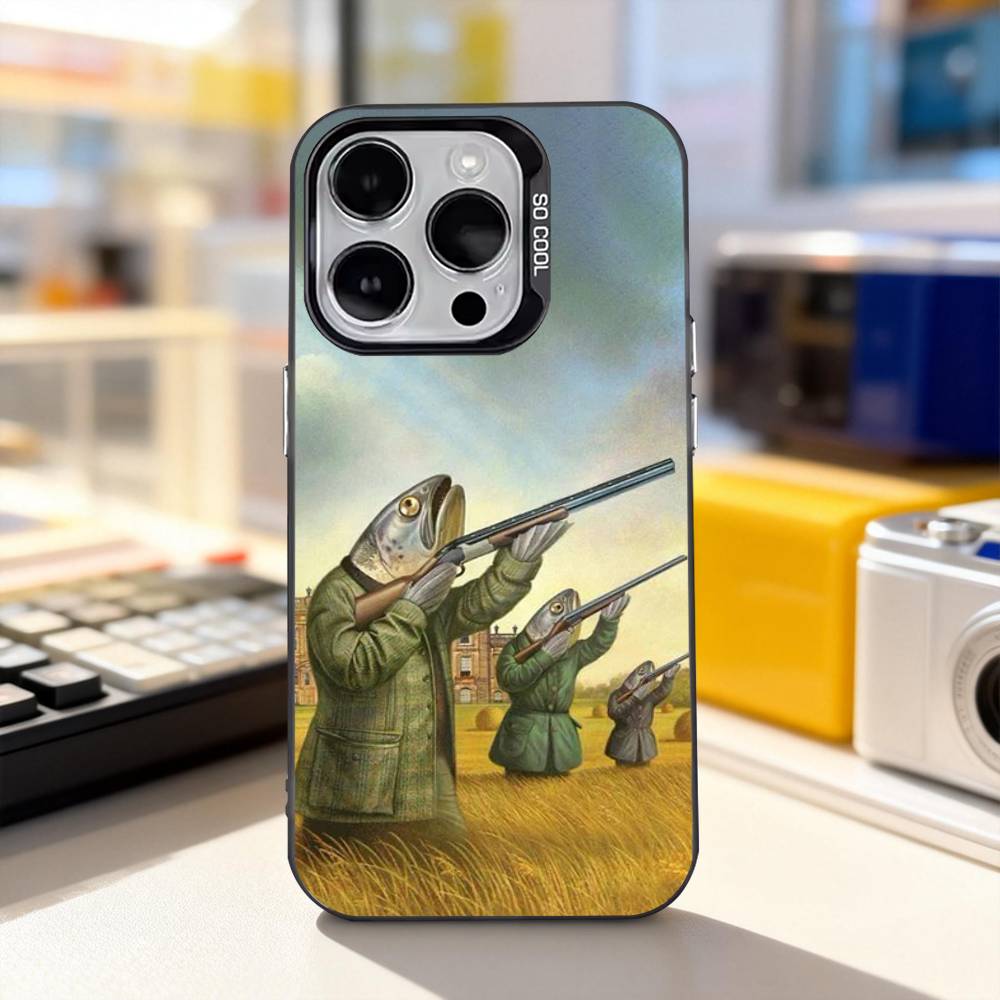 Рыба Смешные S-Сардины Для iPhone 11,12,13,14,15,16,17,Pro,Max,Plus,E,Air,Mini Чехол для телефона IMD Матовый Черный