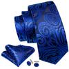 Barry.Wang Paisley Tie with Brooch for Men Wedding Formal Silk Necktie Hanky Cufflink Set