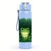 1PC Dark Forest Green Frog Figure 750ml Color Plastic Sports Water Bottle Leakproof Flip Straw Lid For Sports Office Home Use