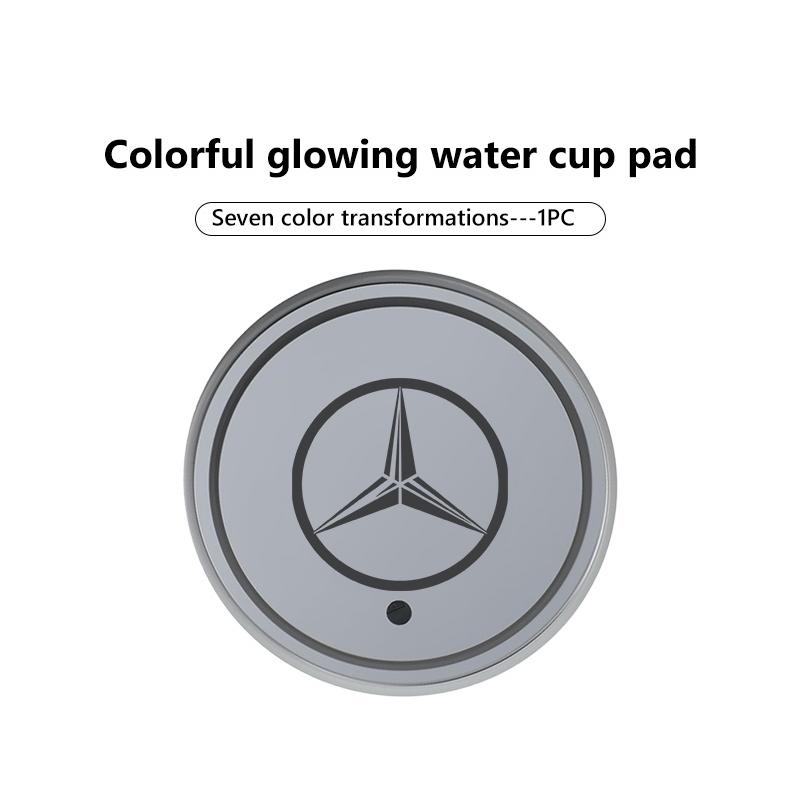 YHJ4 Car Cup Holder Bottom Pad 7 Color luminous LED Coaster Interior Accessories For Benz Exclusive AMG W124 W203 W204 SPRINTER V