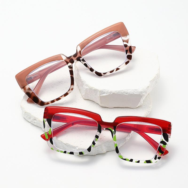 European and American large frame spring leg reading glasses in the elderly fashion color matching bean flower reading glasses