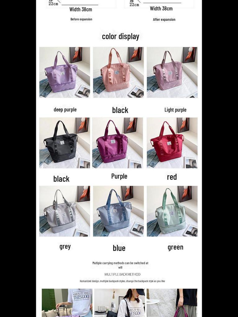 Women's Portable Travel Bag: Lightweight, Large-Capacity Sports & Fitness Bag for Short Trips