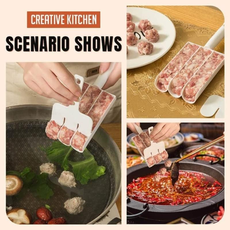 3-link Kitchen Meatball Maker Meat Baller Spoon with Cutter DIY Meatball