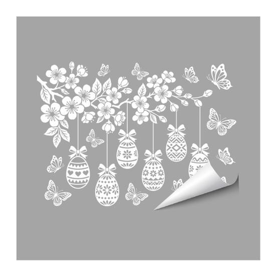 Glass Sticker Static Window Film Peel Stick No Glue Privacy Window Film Easter Bunny Egg Design Easy Remove Bubble-Free Decorative Window Film