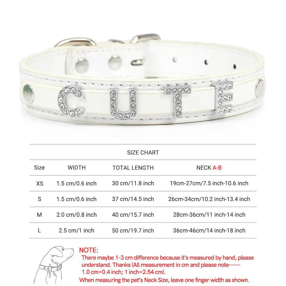 Personalized DIY Name Dog Collars Bling Pet Dog Collar With Diamond Buckle Puppy Cat Letters Charms For Teddy French Bulldog