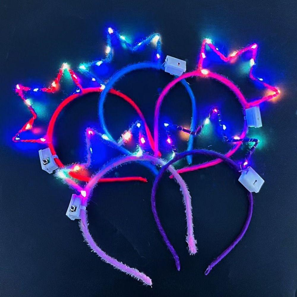 Корона Светодиодные Кроличьи Ушки Ободок Светящийся Обруч для Волос Светящиеся Кошачьи Ушки Повязка на Голову Смешной Ребенок