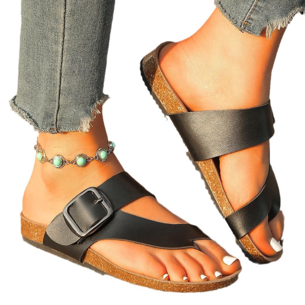 Сандалии, женские повседневные тапочки на плоской подошве, летняя обувь, новинка 2024 года, модные модельные шлепанцы, пляжная обувь в богемном стиле, женские домашние шлепанцы