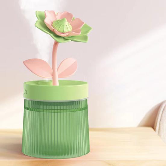 USB-увлажнитель большой емкости в форме цветка с двойным распылением, низким уровнем шума, автоматическим выключением, увлажнитель воздуха, диффузор эфирных масел со светом