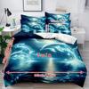 3pcs Dolphin Duvet Cover Set, Super Cute Animal Print Dolphins Quilt Cover With Pillowcase, Comfortable Breathable Bedding Set
